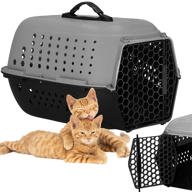 Transporter dla kota psa gryzoni do 7 kg 48x33x27 cm szaro-czarny