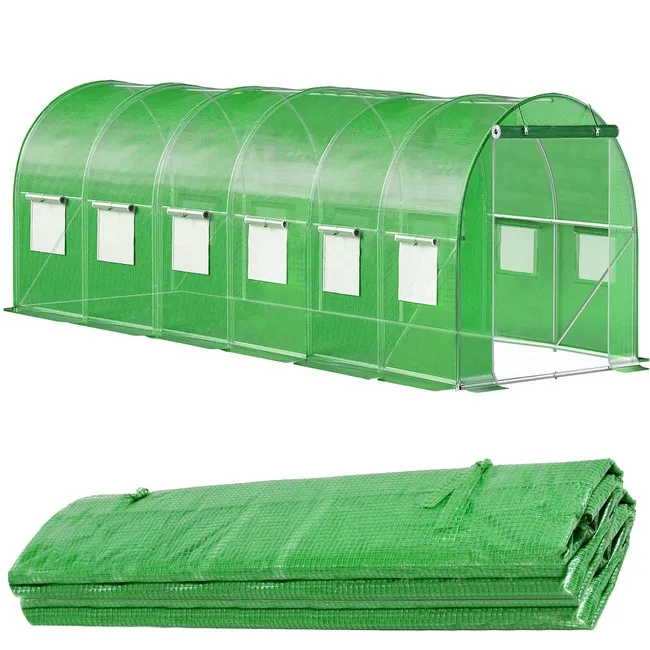 Folia na tunel ogrodowy 6x3x2 m zapasowe poszycie na szklarnię UV-4 140gs/m zielone
