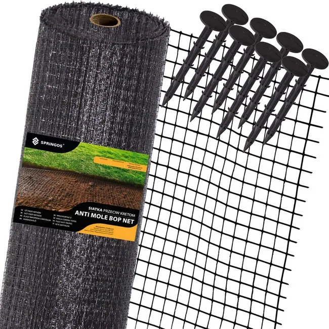 Siatka na krety 2 m x 100 m + kołki 100 szt. przeciw kretom, nornicom 45g/m2