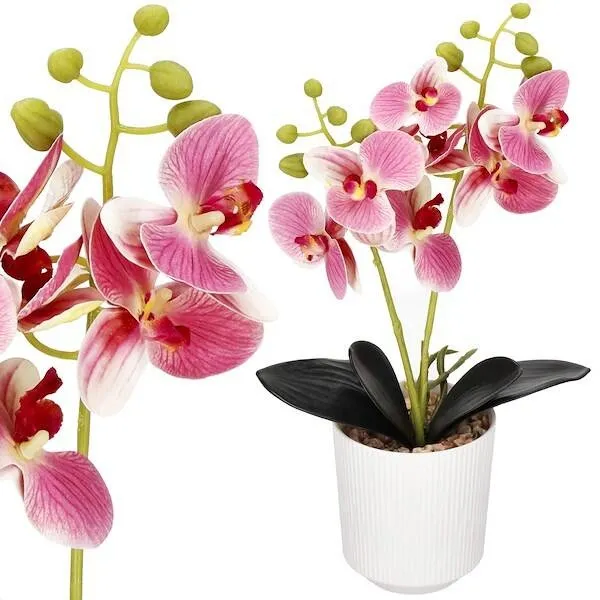 Sztuczny storczyk w doniczce 33,5 cm orchidea dekoracyjny kwiat różowy