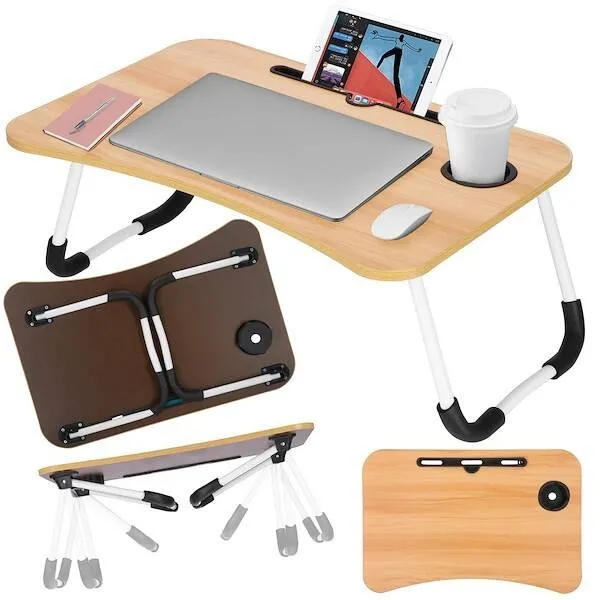 Stolik pod laptopa 60x40 cm, składana podstawka na komputer brązowa