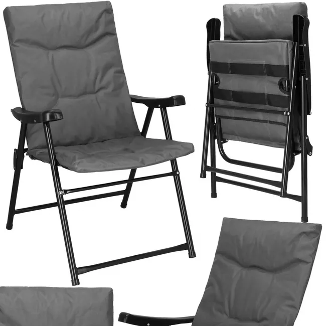 Krzesło turystyczne, wędkarskie składane krzesełko na biwak, plaże szaro-czarne