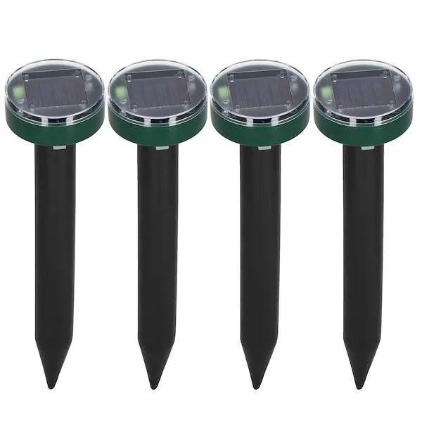 Solarny odstraszacz kretów 4 szt. na nornice, kuny i inne gryzonie czarno-zielony