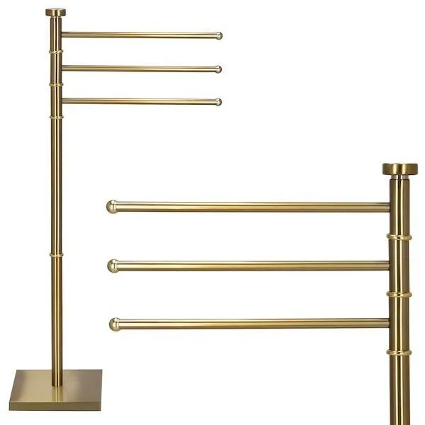 Wieszak na ręczniki uchwyt ręcznikowy na 3-ramienny, stojak łazienkowy 86 cm złoty