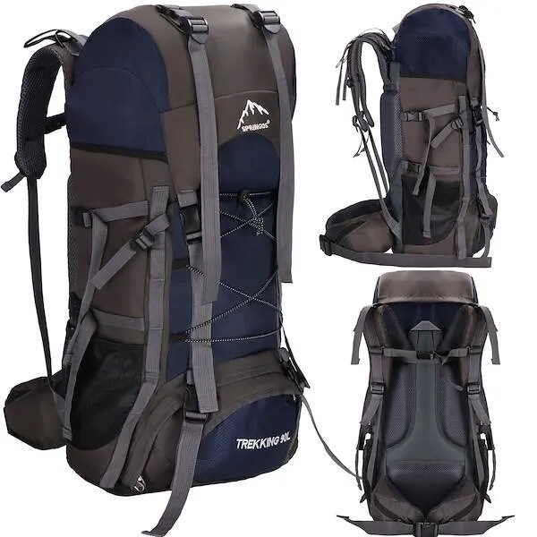 Plecak turystyczny 90 L trekkingowy wielofunkcyjny z osłoną przeciwdeszczową