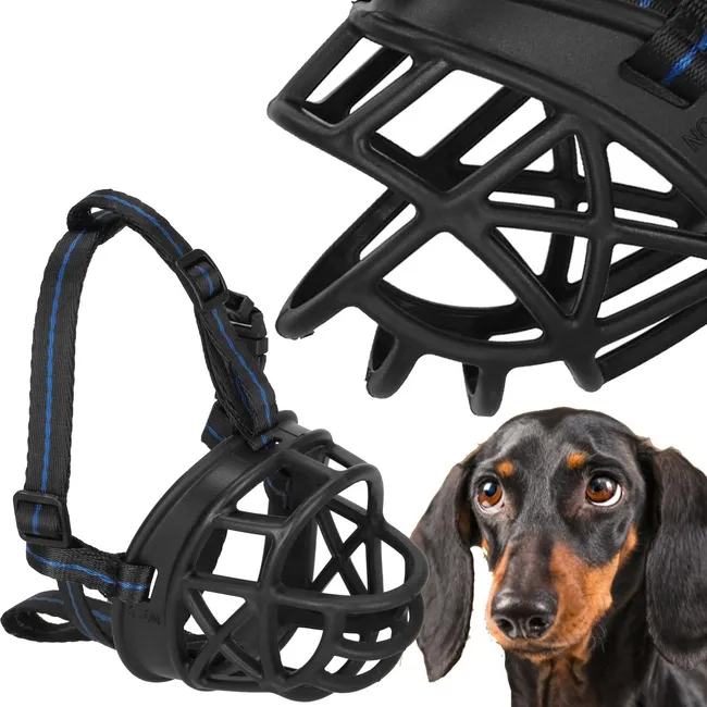 Kaganiec dla psa rozm. S fizjologiczny z regulowanymi paskami czarno-niebieski