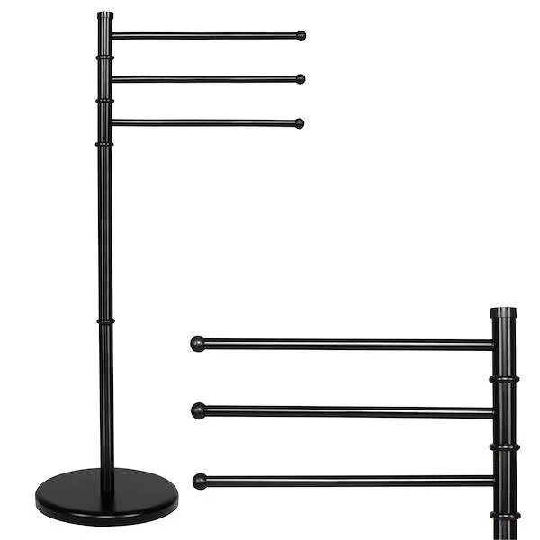 Wieszak łazienkowy na ręczniki 3-ramienny wys. 86 cm obrotowy czarny