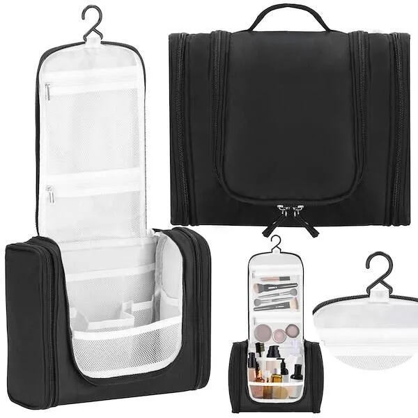 Organizer podróżny na kosmetyki 24x21x10 cm kosmetyczka, torba wizażysty czarna