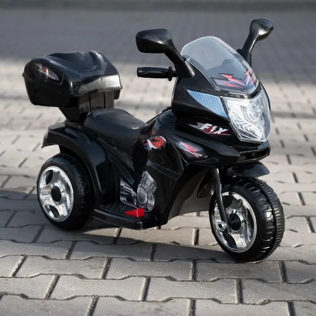 Motocykl dla dzieci, elektryczny jeździk trójkołowy, motorek na akumulator, czarny