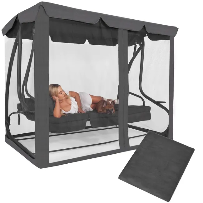 Moskitiera na huśtawkę ogrodową, wys. 165 cm osłona przeciw owadom, szara