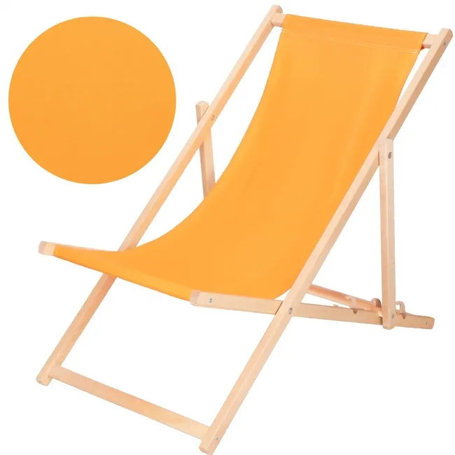Leżak ogrodowy, drewniany z 3-stopniową regulacją, plażowy, balkonowy, pomarańczowy