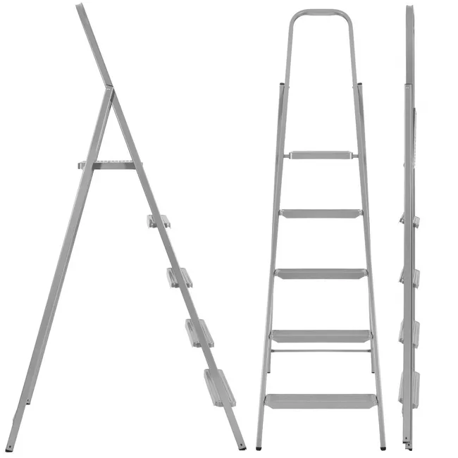 Drabina stalowa składana, 5-stopniowa wys.167 cm antypoślizgowa do 150kg