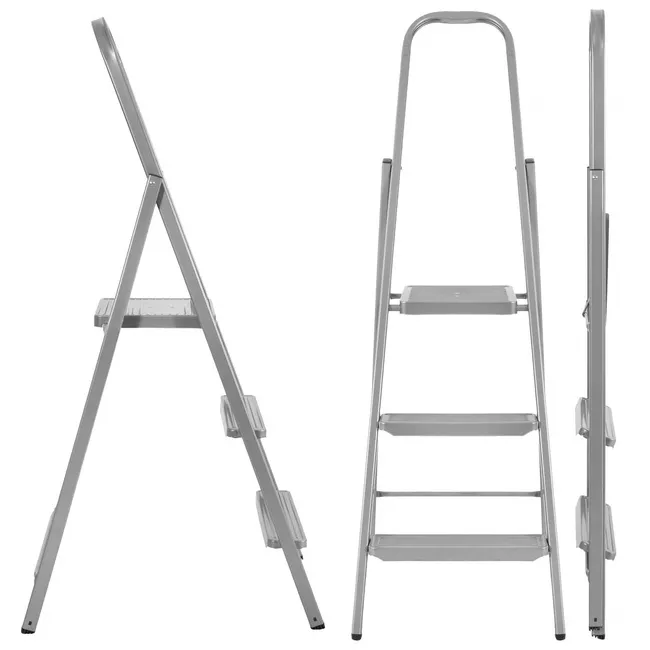 Drabina stalowa składana 3-stopniowa wys. 123 cm antypoślizgowa do 150 kg domowa