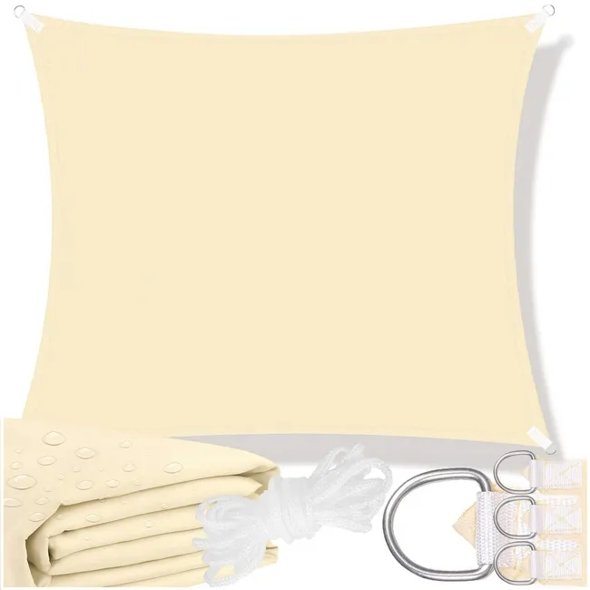 Żagiel przeciwsłoneczny, ogrodowy 3x3 m cieniujący kwadratowy, kremowy