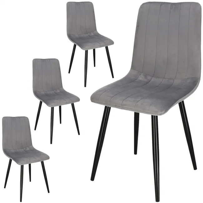 Krzesło tapicerowane do kuchni, salonu, jadalni, zestaw 4 szt. skandynawskie, szare