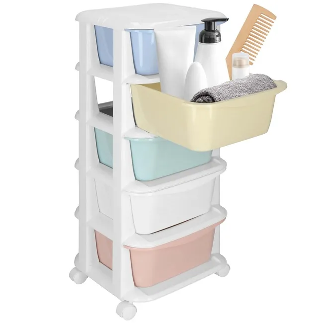 Regał mobilny z 5 szufladami szafka na kółkach na zabawki pastelowa