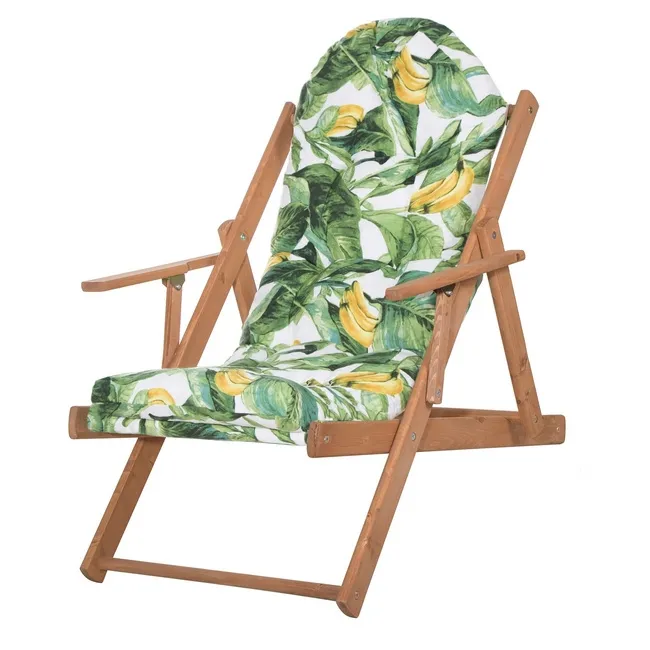 Leżak ogrodowy, drewniany Borneo 3-stopniowa regulacja i poduszka, balkonowy