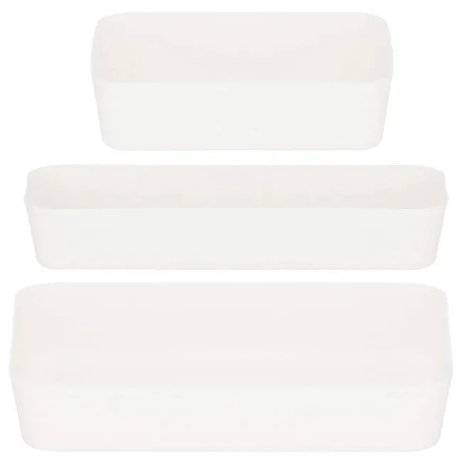 Organizery do szuflady 3 szt. wielofunkcyjne wkłady, pojemniki zestaw kremowy