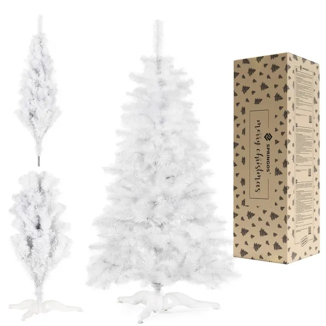 Choinka sztuczna 180 cm jodła biała nowoczesna jak żywa, ze stojakiem