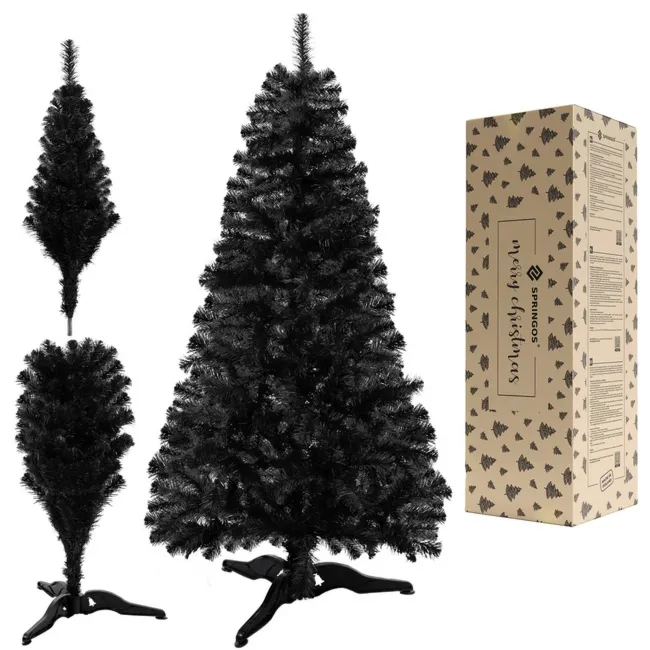 Choinka sztuczna 180 cm jodła czarna nowoczesna, ze stojakiem