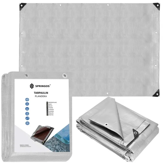 Plandeka 6x8 m 130g/m2 gruba płachta ochronna do ogrodu, na samochód szara