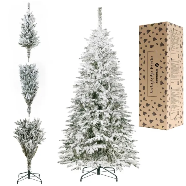 Choinka sztuczna 220 cm świerk premium ośnieżony jak żywy, nowoczesny, ze stojakiem