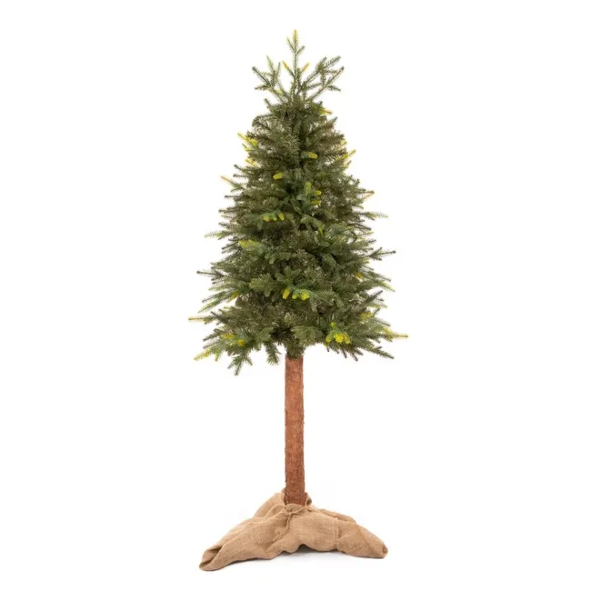 Choinka sztuczna na pniu 180 cm świerk naturalny ze stojakiem nowoczesny