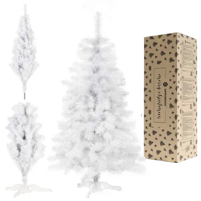 Choinka sztuczna 150 cm jodła biała nowoczesna jak żywa, ze stojakiem