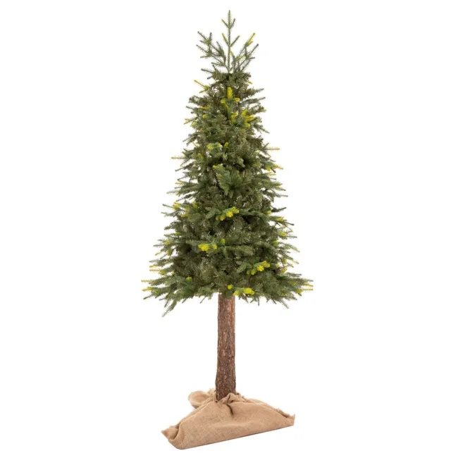 Choinka sztuczna na pniu 220 cm świerk naturalny ze stojakiem nowoczesny