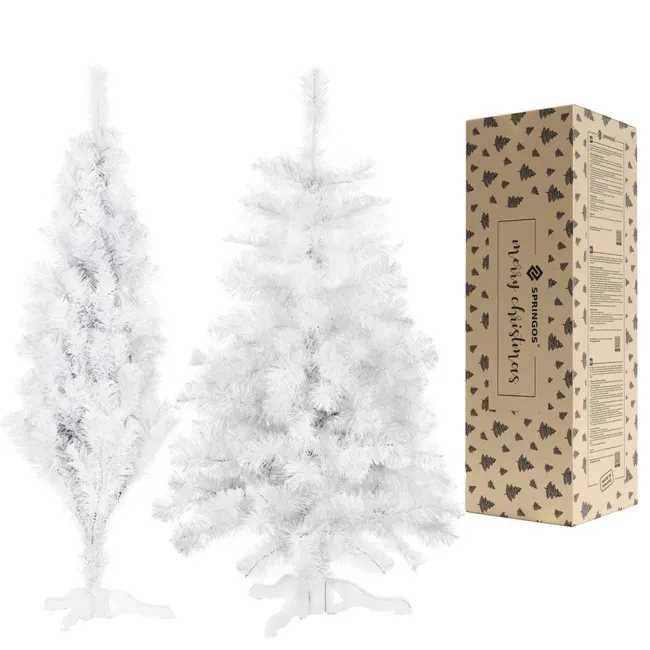 Choinka sztuczna 120 cm jodła biała nowoczesna jak żywa, ze stojakiem