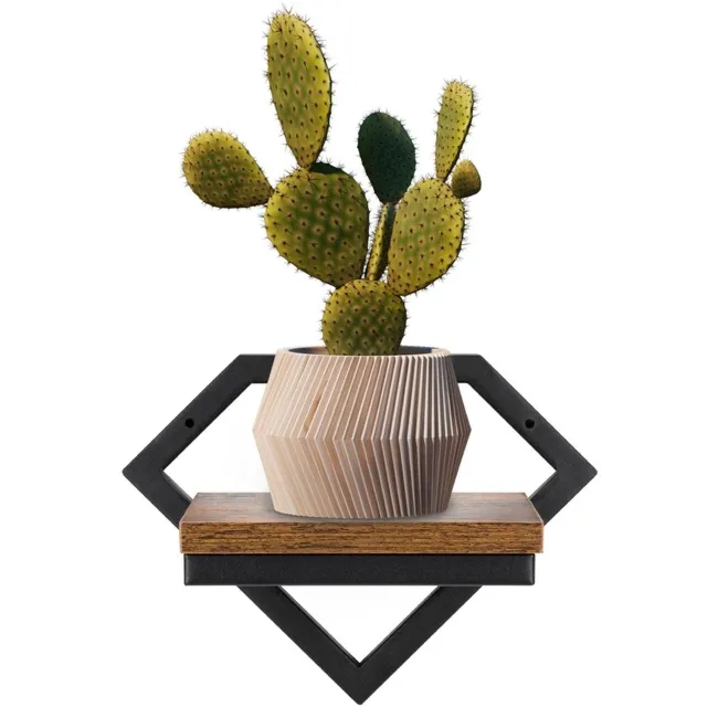 Półka ścienna, wisząca dekoracyjna 25,5x19x19 cm kwietnik czarno-brązowe