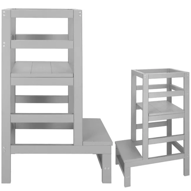 Pomocnik kuchenny 4-poziomowy kitchen helper, podest dla dzieci 90 cm szary
