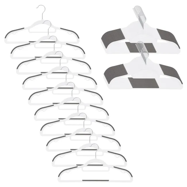 Wieszak plastikowy zestaw 30 szt. antypoślizgowe wieszaki na ubrania szaro-białe