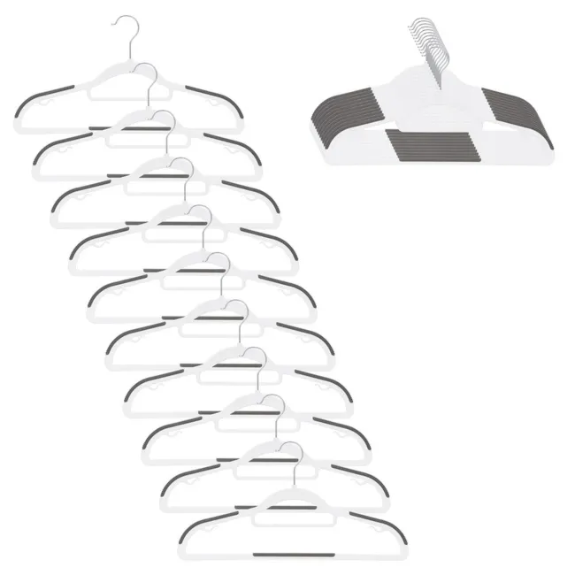 Wieszak plastikowy zestaw 20 szt. antypoślizgowe wieszaki na ubrania szaro-białe