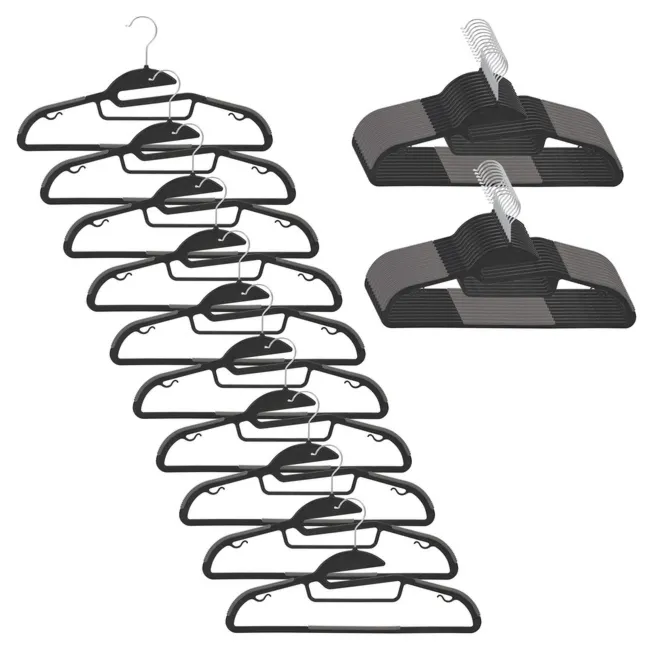 Wieszaki na ubrania 30 szt. antypoślizgowe plastikowe odzieżowe do szafy czarne