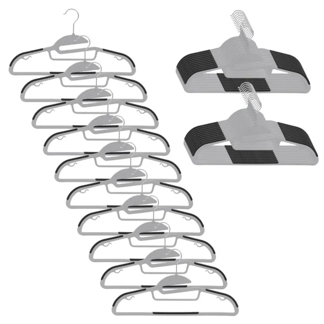 Wieszak plastikowy zestaw 30 szt. antypoślizgowe wieszaki na ubrania szaro-czarny
