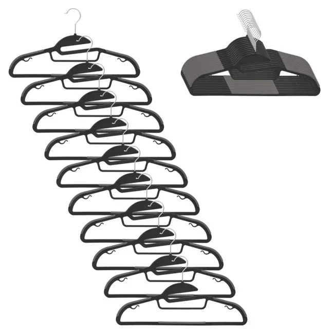 Wieszaki na ubrania 20 szt. antypoślizgowe plastikowe odzieżowe do szafy czarne