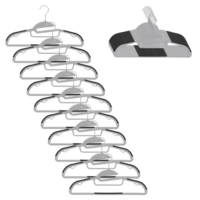 Wieszak plastikowy zestaw 20 szt. antypoślizgowe wieszaki na ubrania szaro-czarny