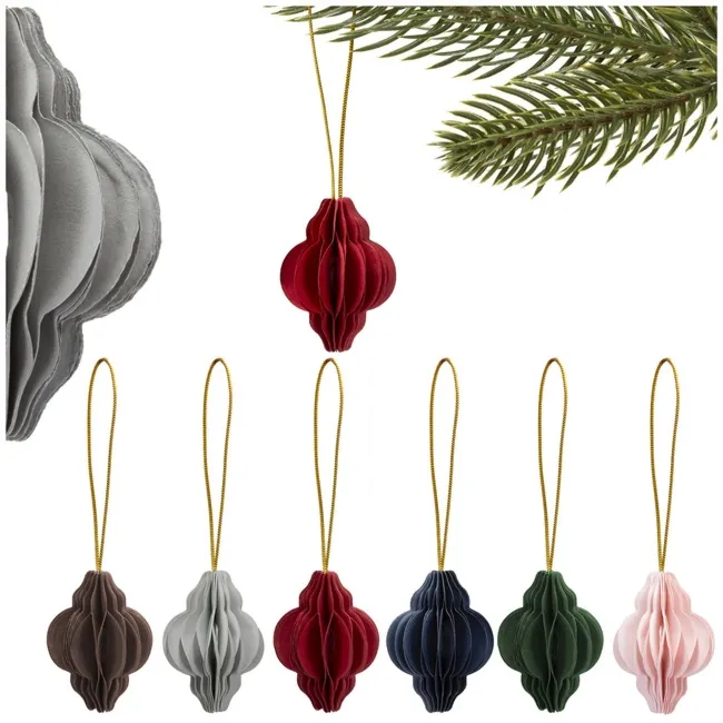 Papierowe bombki 6 szt. zawieszki choinkowe ozdoby świąteczne 4 cm rozkładane kolorowe