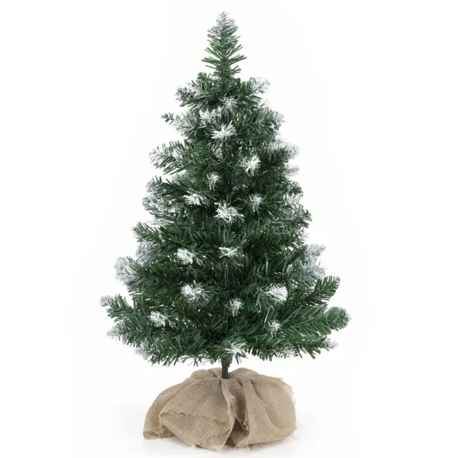 Choinka sztuczna 60 cm sosna ośnieżona z jutą małe drzewko świateczne na stolik