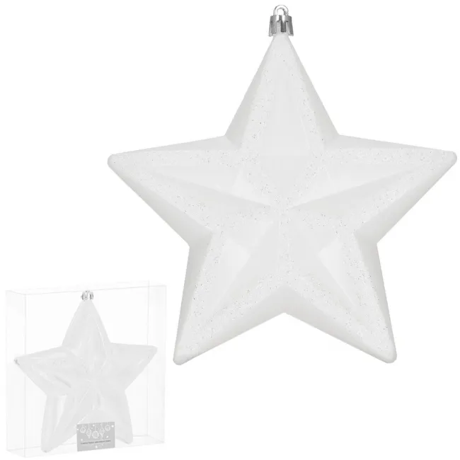 Bombka choinkowa, nietłukąca ozdoba świąteczna do stroika 15 cm gwiazda, biała