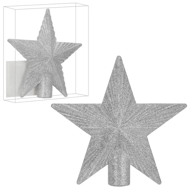 Czubek na choinkę gwiazda 21 cm szpic brokatowy ozdoba świąteczna srebrna