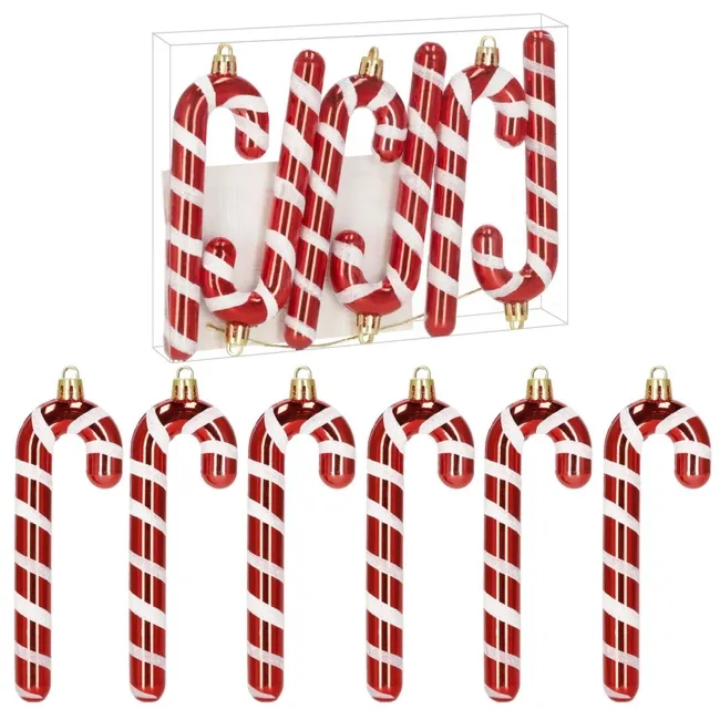 Bombki choinkowe, laska cukrowa zestaw 6 szt. ozdoby świąteczne do stroika, nietłukące