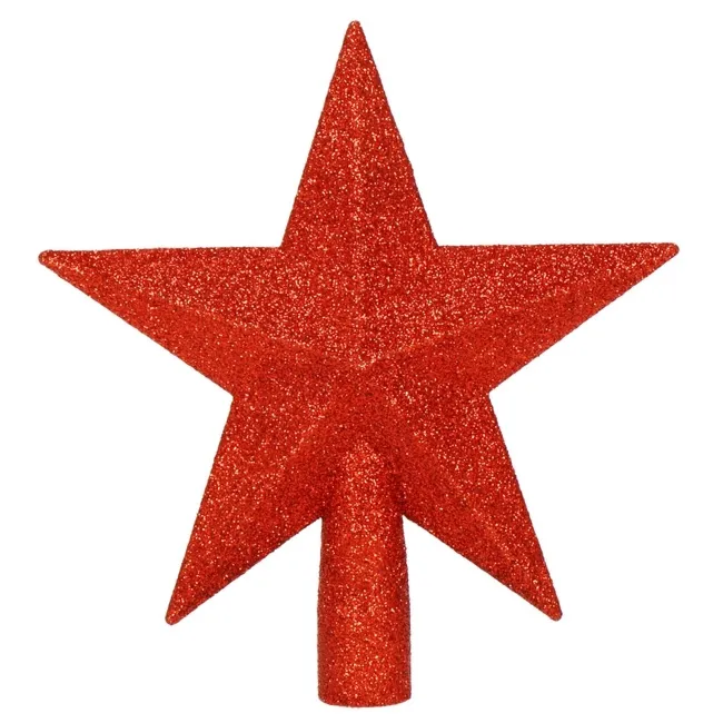 Czubek na choinkę gwiazda 19 cm szpic brokatowy ozdoba świąteczna czerwona