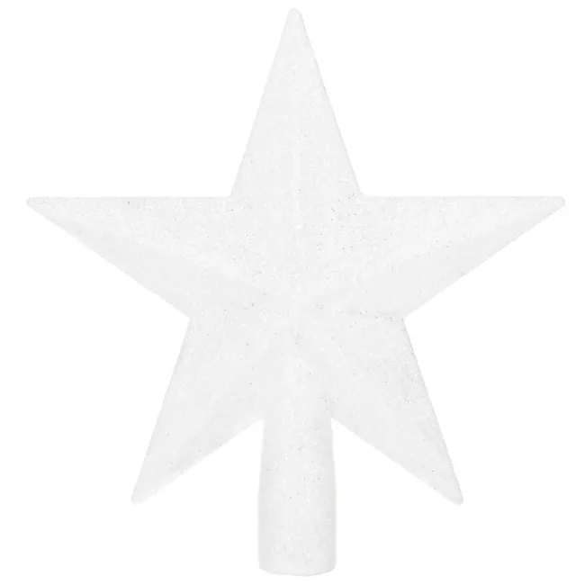 Czubek na choinkę gwiazda 19 cm szpic brokatowy ozdoba świąteczna biała