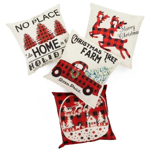 Poszewki świąteczne 40x40cm 4 szt. zestaw dekoracyjny na poduszki jaśki