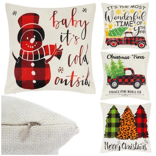 Poszewki świąteczne 40x40cm 4 szt. zestaw ozdobny na poduszki jaśki różne wzory