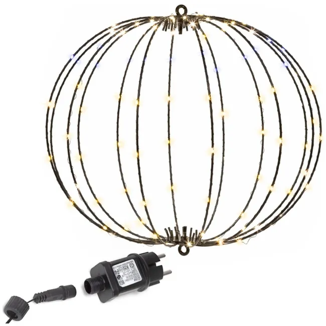 Kula świetlna 112 LED dekoracja świąteczna do ogrodu, IP44 ciepły biały + biały flash