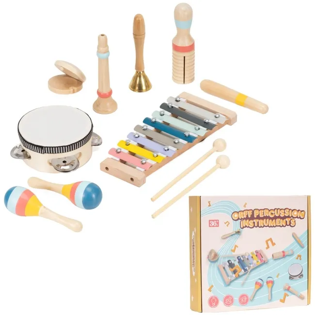 Instrumenty muzyczne dla dzieci zestaw 8 szt. drewniane zabawki do grania