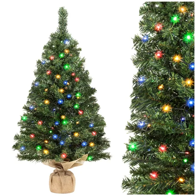 Choinka sztuczna 90 cm z oświetleniem lampki choinkowe 50 LED multikolor, na stolik, biurko